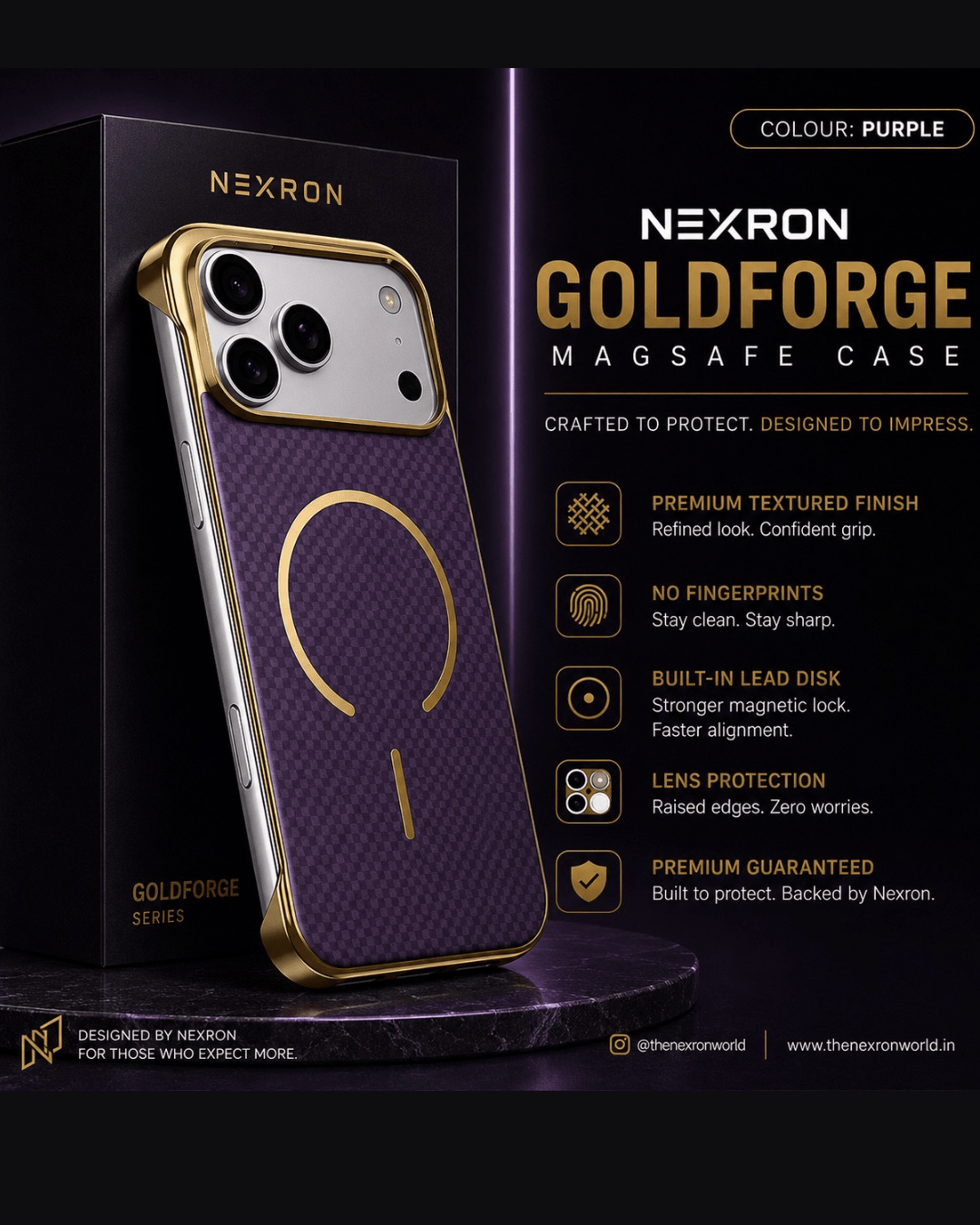 NEXRON GoldForge MagSafe Case for iPhone 17 Pro Max - NexRon
