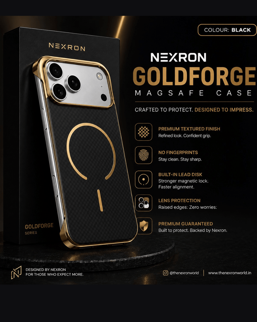 NEXRON GoldForge MagSafe Case for iPhone 17 Pro Max - NexRon