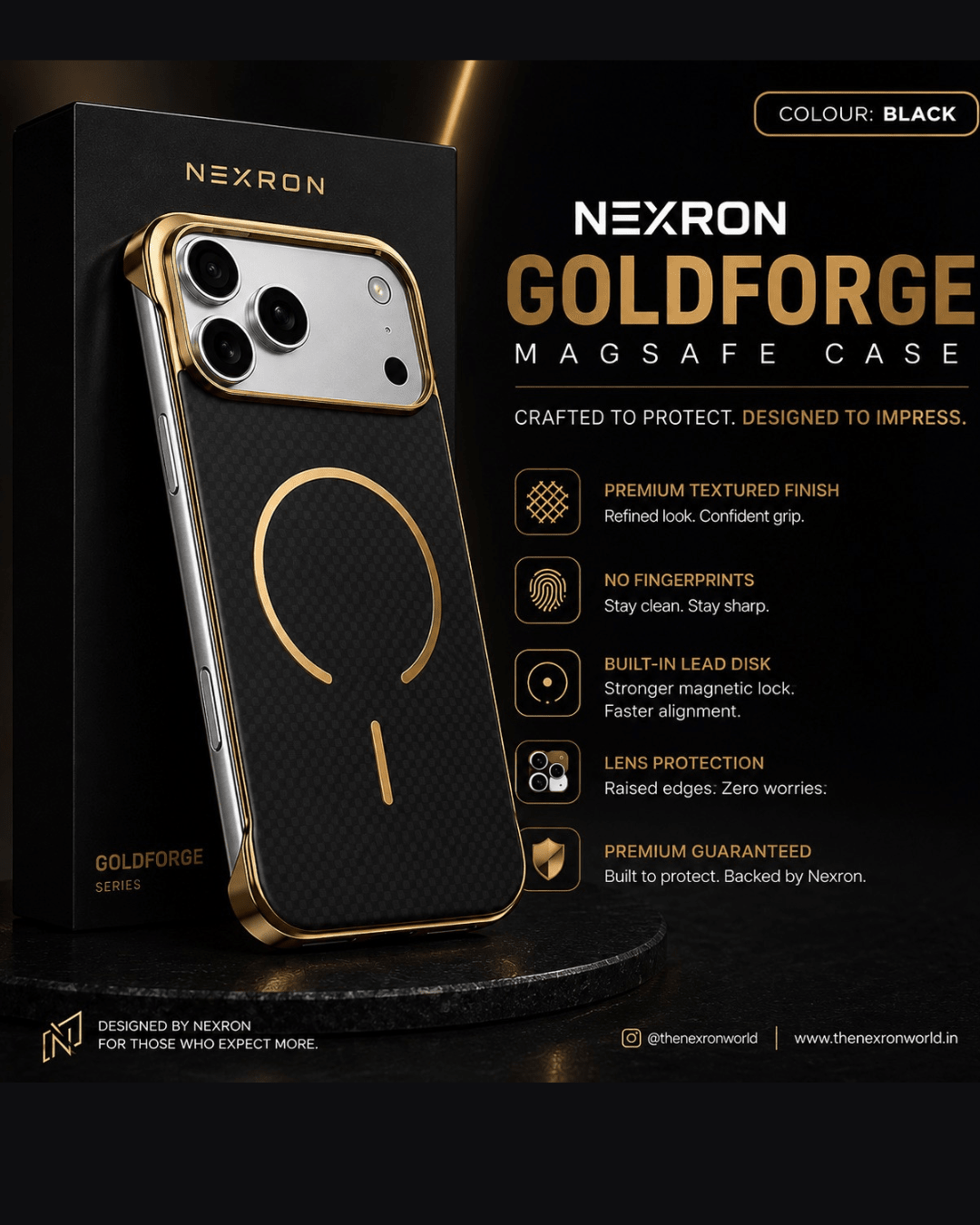 NEXRON GoldForge MagSafe Case for iPhone 17 Pro Max - NexRon