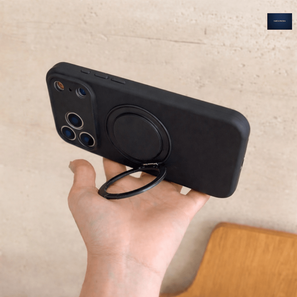 NEXRON RingStand Silicone Case for iPhone 17 Pro Max (Black) - NexRon