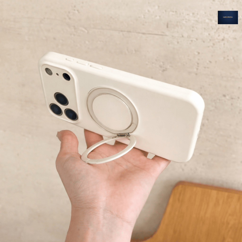 NEXRON RingStand Silicone Case for iPhone 17 Pro (White) - NexRon