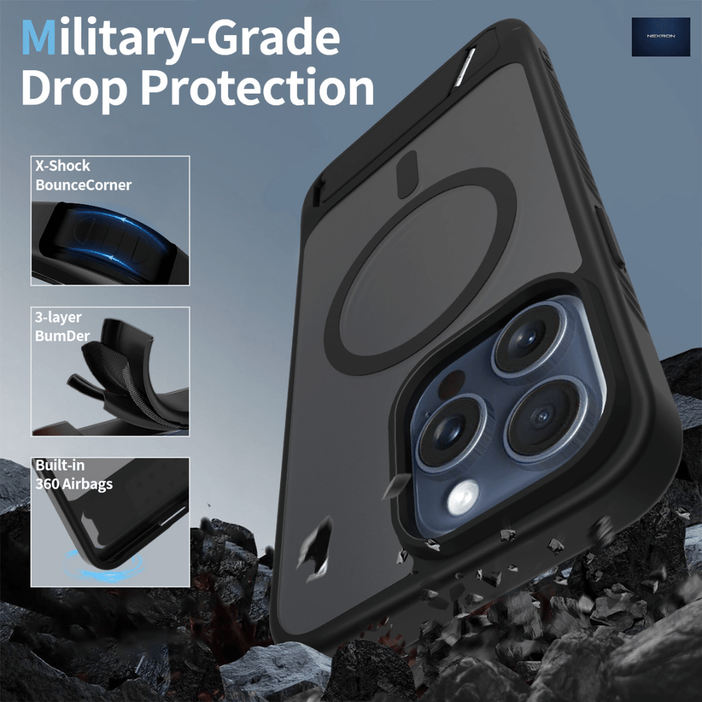 NEXRON StandMag Armor Case for iPhone 15 Pro Max - NexRon